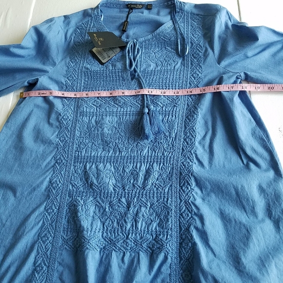 NWT Massimo Dutti Boho Long Sleeve Shirt Embroidered Tassel Size XS 100%cotton - Picture 3 of 8